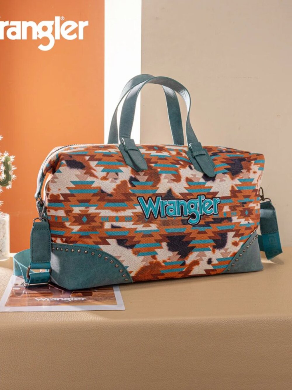 Wrangler Aztec Print Duffle/Crossbody - Turquoise